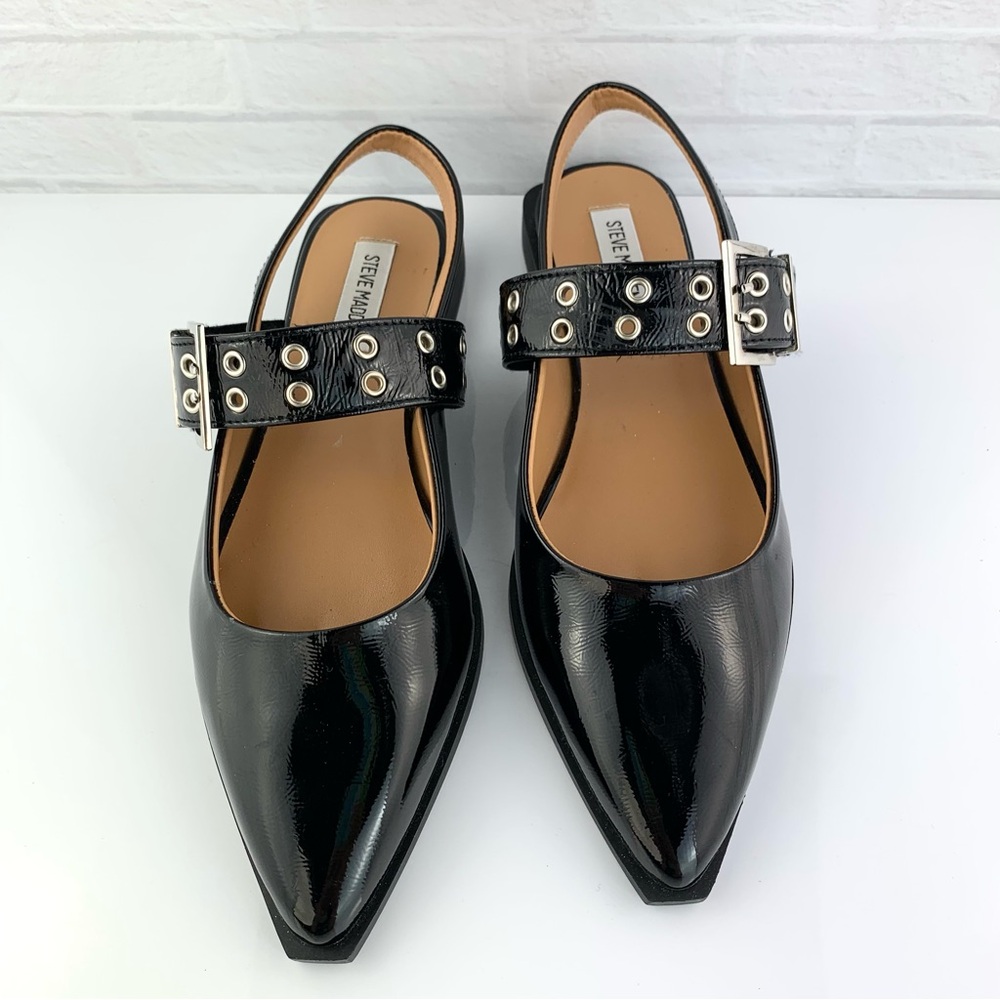 NEW! Steve Madden Smokee Patent Buckle Slingback Flats Size 9